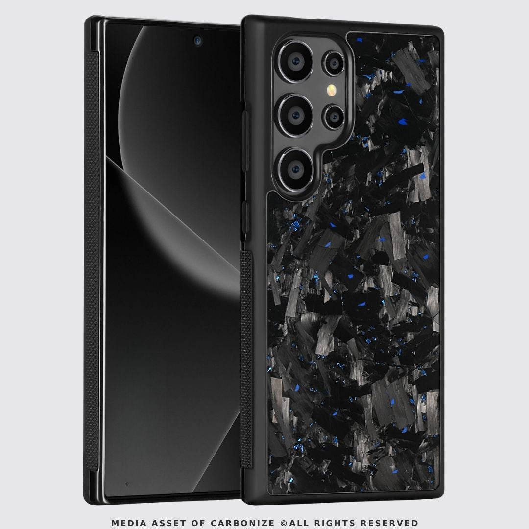 SAMSUNG || Big Flake Forged Blue Carbon Fiber Phone Case