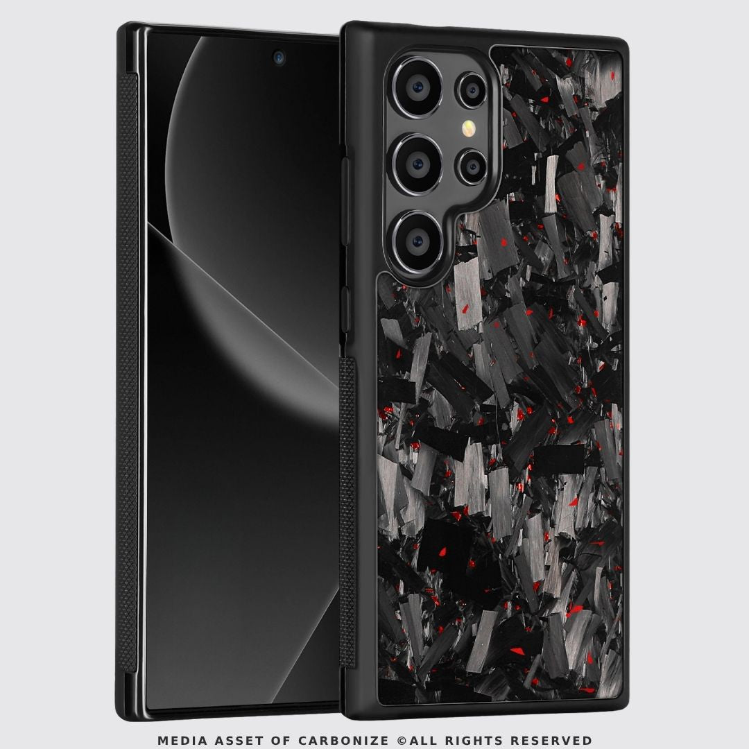 SAMSUNG || Big Flake Forged Red Carbon Fiber Phone Case