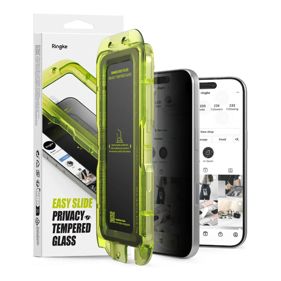 Ringke iPhone 17 Pro Screen Protector - Easy Slide Privacy Tempered Glass