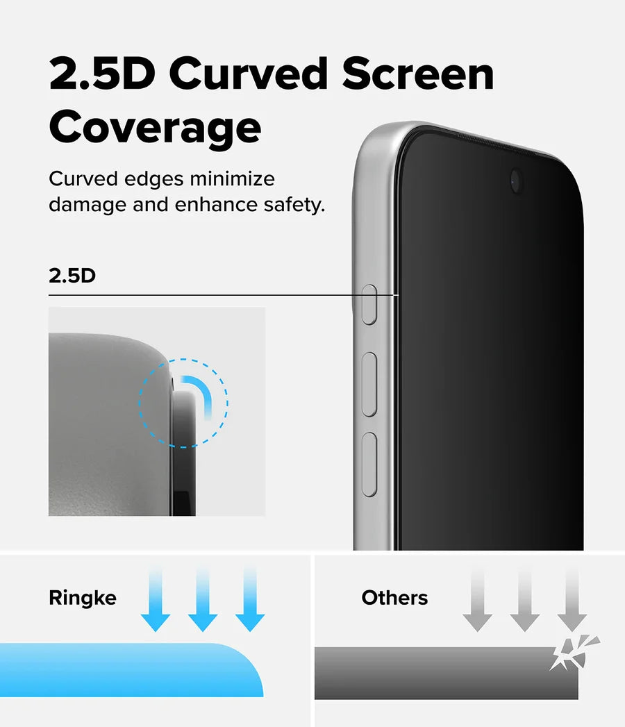 Ringke iPhone 17 Pro Screen Protector - Easy Slide Privacy Tempered Glass