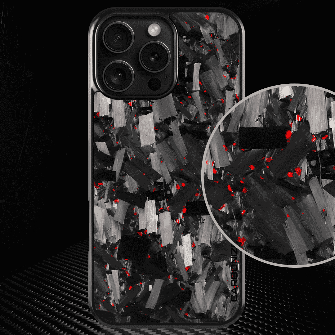 IPHONE || Big Flake FORGED Red Carbon Fiber Cover Series