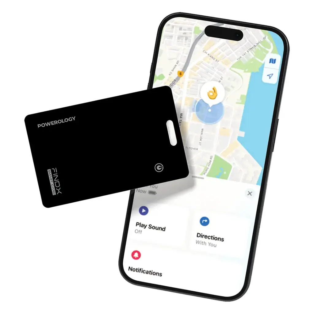 Powerology Findx Smart Card Device Finder – Black | Ultra-Slim Bluetooth Tracker