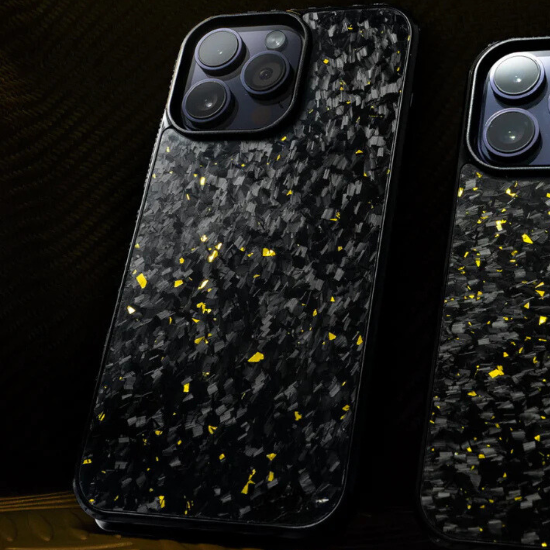 IPHONE | Small Flake Forged Gold Carbon Fiber Cover