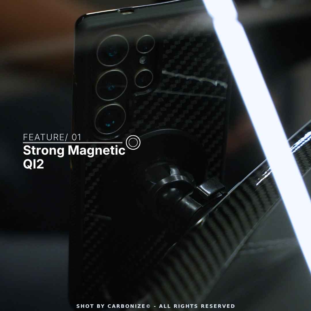Feature 01: strong magnetic Qi2 wireless charging on Samsung carbon fiber cover