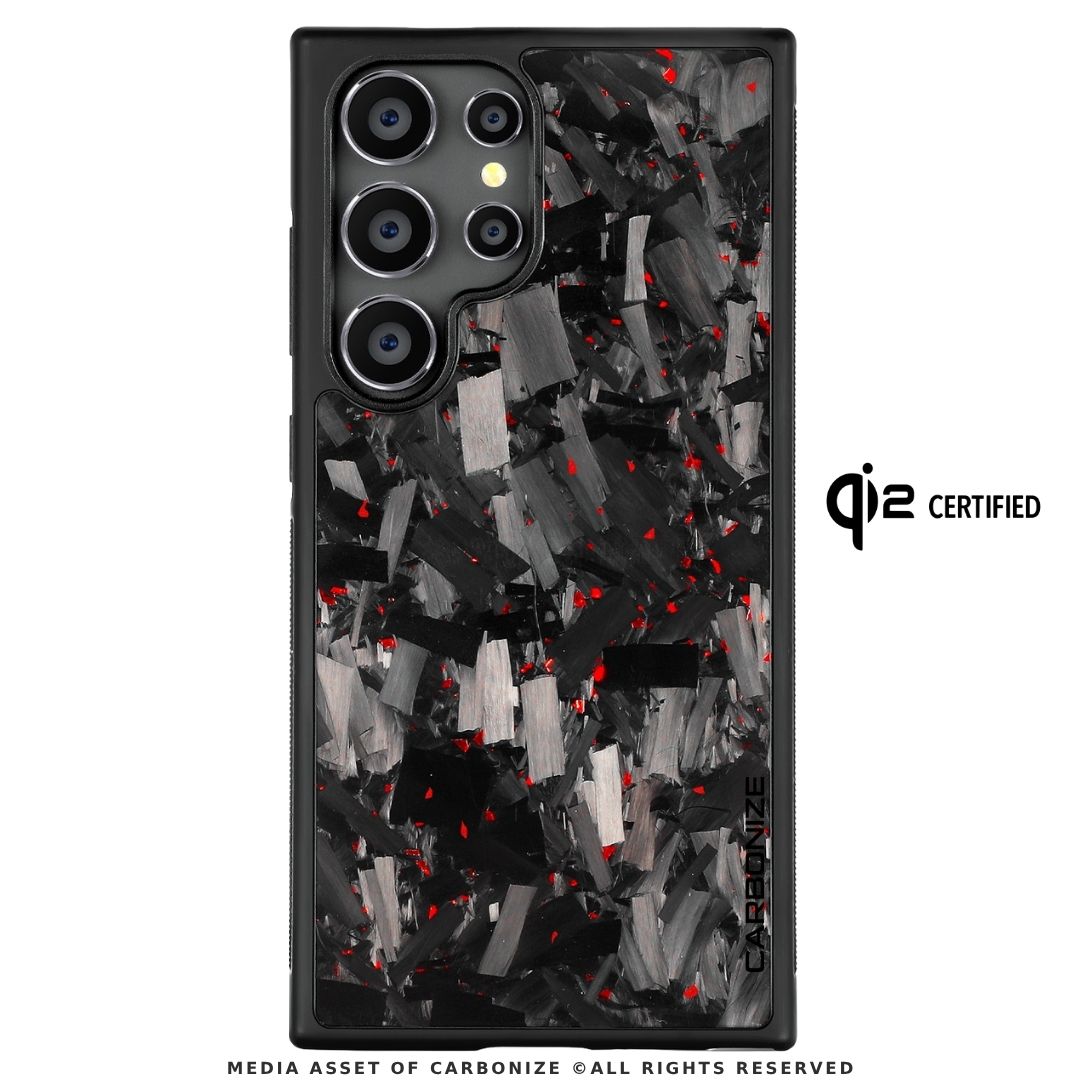 SAMSUNG || Big Flake Forged Red Carbon Fiber Phone Case