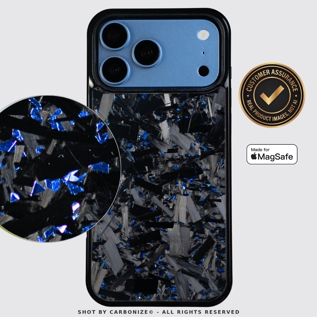 IPHONE || Big Flake Forged Blue Carbon Fiber Phone Case