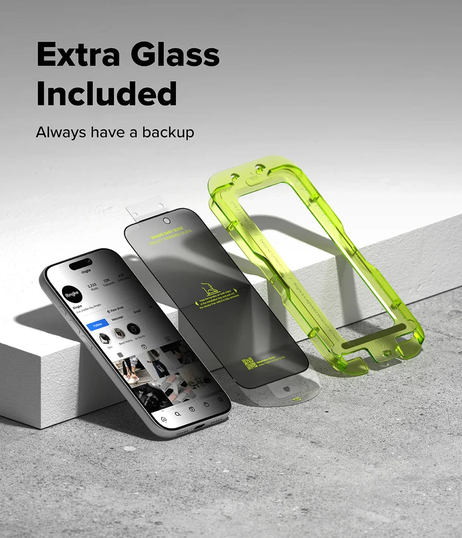 Ringke iPhone 17 Pro Screen Protector - Easy Slide Privacy Tempered Glass