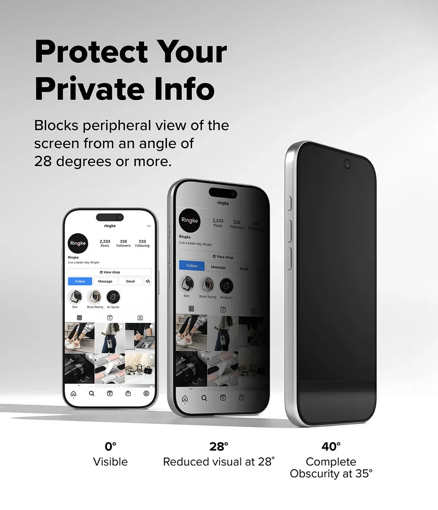 Ringke iPhone 17 Pro Screen Protector - Easy Slide Privacy Tempered Glass