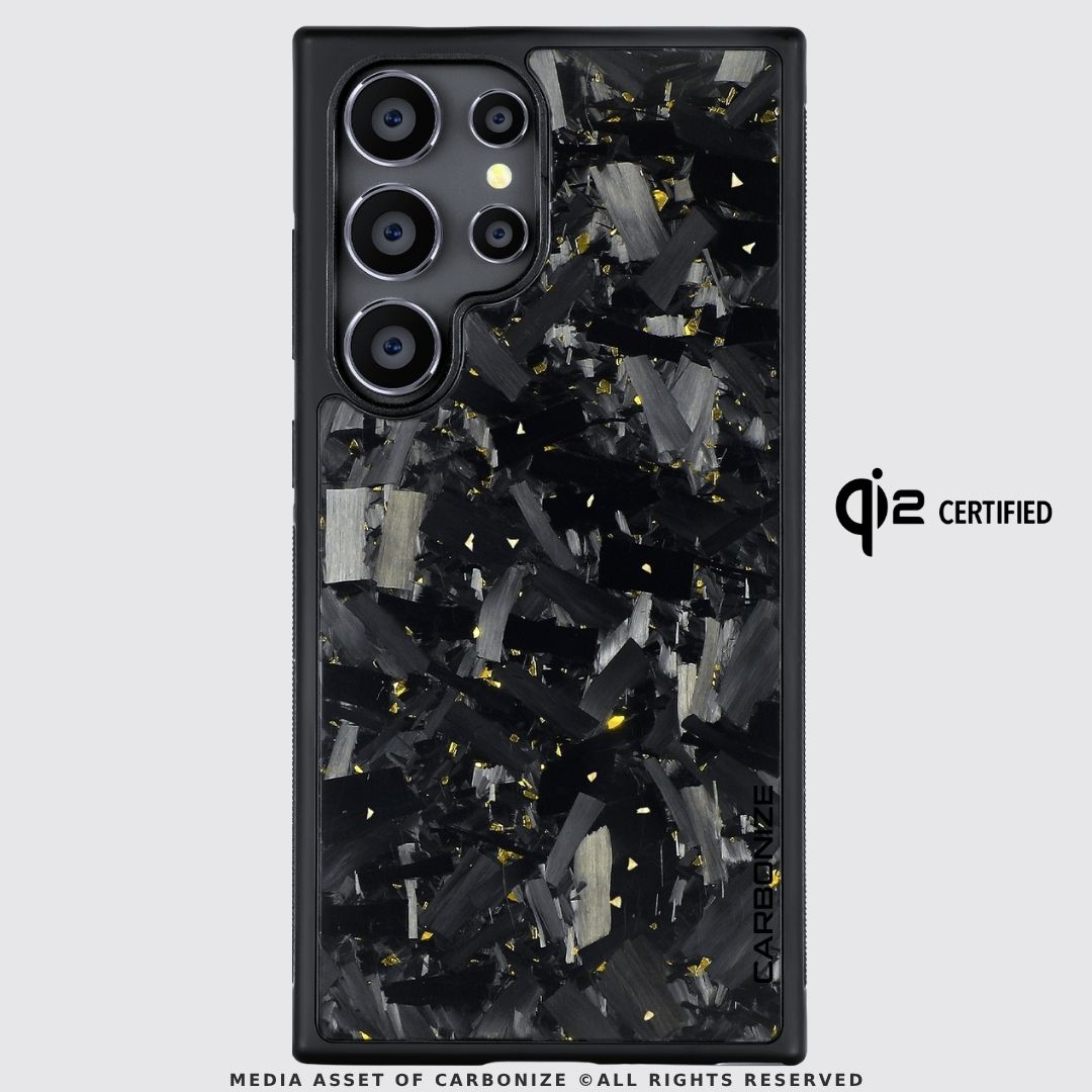 SAMSUNG || Big Flake Forged Gold Carbon Fiber Phone Case