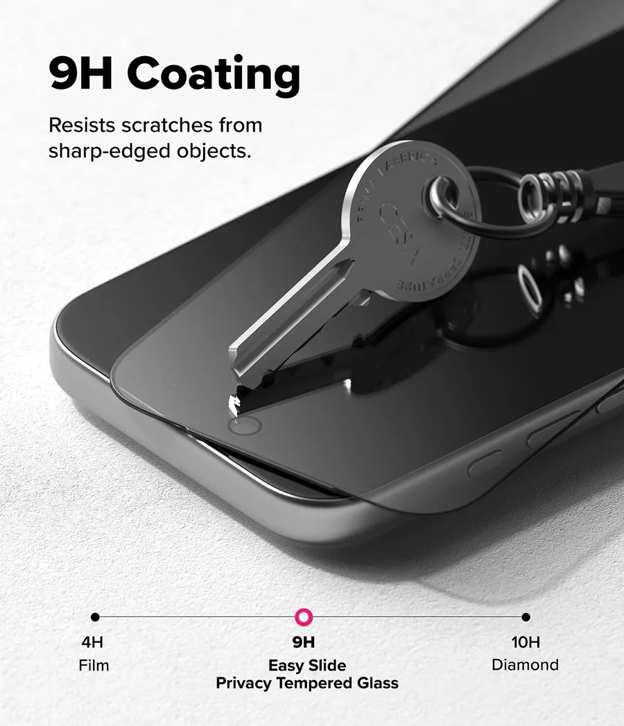 Ringke iPhone 17 Pro Screen Protector - Easy Slide Privacy Tempered Glass