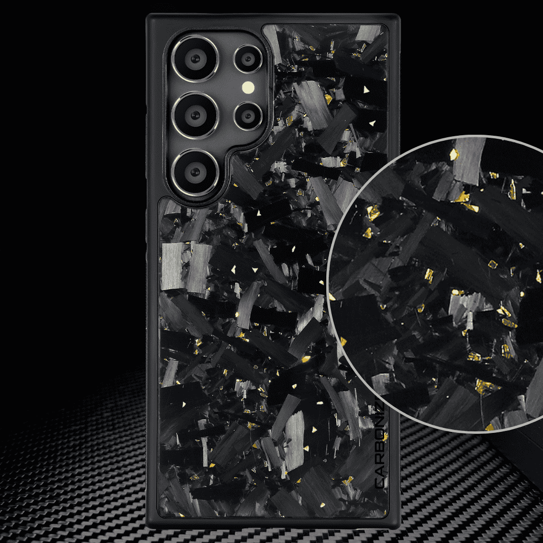 Samsung S-Series | Big Flake FORGED Gold Carbon Fiber cover