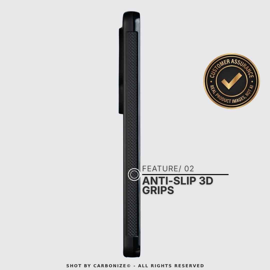 Feature 02: anti-slip 3D side grips on Samsung carbon fiber cover